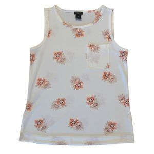 EUC Ann Taylor white peach floral tank blouse XS